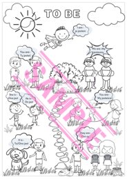 PRONOUNS & TO BE- kolorowanka/ wklejka dla klasy 2-4 SP