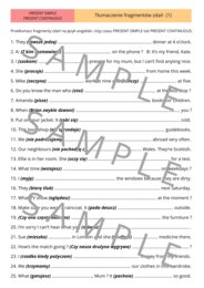 PRESENT SIMPLE vs. PRESENT CONTINUOUS - Tłumaczenie fragmentów zdań