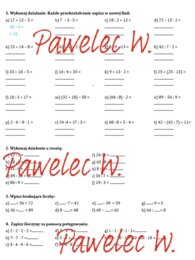 Kolejność wykonywania działań, dzielenie z resztą, potęgowanie - karta pracy, kl. 5