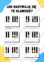 Muzyka. Budowa klawiatury. Podpisz nazwy czarnych klawiszy.
