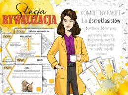 Stacja: RYWALIZACJA! PAKIET na cały rok szkolny! Klasa 8. Chemia. Powtórzenie wiadomości. Praca grupowa. Gra dydaktyczna. Zadanie. Stacje zadaniowe. MOC powtórki.