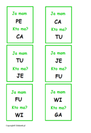 Zestaw kart typu kto ma, ja mam – nauka czytania