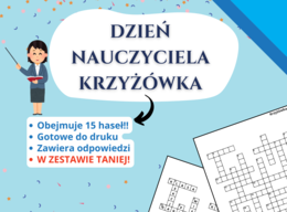 🧩 Krzyżówka – Dzień Nauczyciela, Szkoła podstawowa • klasy1-8 • Świetlica • Godzina wychowawcza