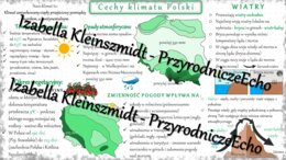 Sketchnotka - notatka „Cechy klimatu Polski” wykonana w power point do edycji. Geografia 7; „Środowisko przyrodnicze Polski”