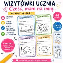 Wizytówka ucznia. Cześć, mam na imię...
