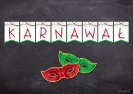 Zestaw karnawałowy do dekoracji sali – girlanda i maski