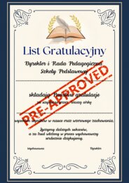 List Gratulacyjny dla rodziców- wysokie wyniki w nauce i wzorowe zachowanie