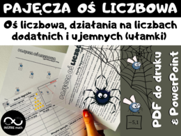 Matematyczne wyzwanie Pajęcza oś liczbowa, czyli Matematyczne Łowy: oś liczbowa, dodawanie, odejmowanie, mnożenie i dzielenie liczb dodatnich i ujemnych (ułamki zwykłe i dziesiętne). Halloween