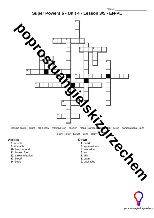 Super Powers 6 – Unit 4 – krzyżówki