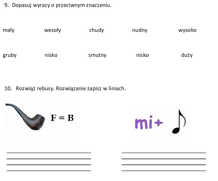 Spawdzian / diagnoza po klasie 1.