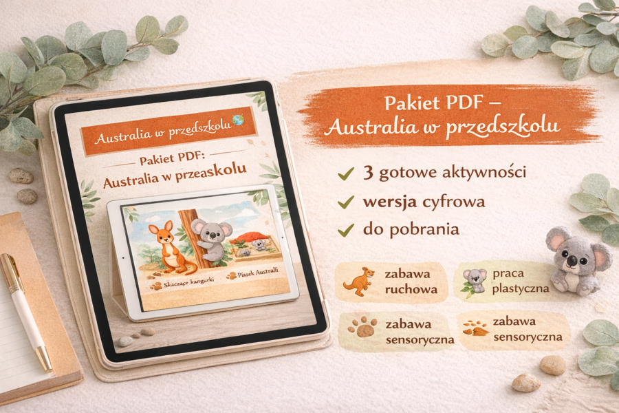 Skaczące kangurki. Koala na drzewie. Piasek Australii. [EDUKACJA PRZEDSZKOLNA]