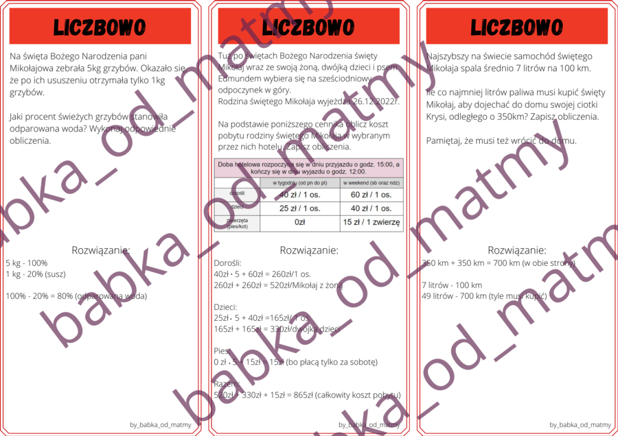 Matematyczno - Mikołajowe Monopoly dla kl. 7 - 8