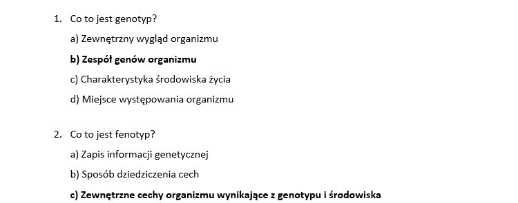 Test- genetyka i dziedziczenie