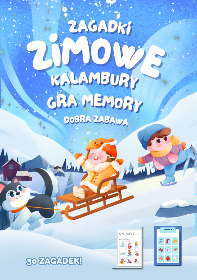 ❄️ Zagadki zimowe – kalambury i gra memory