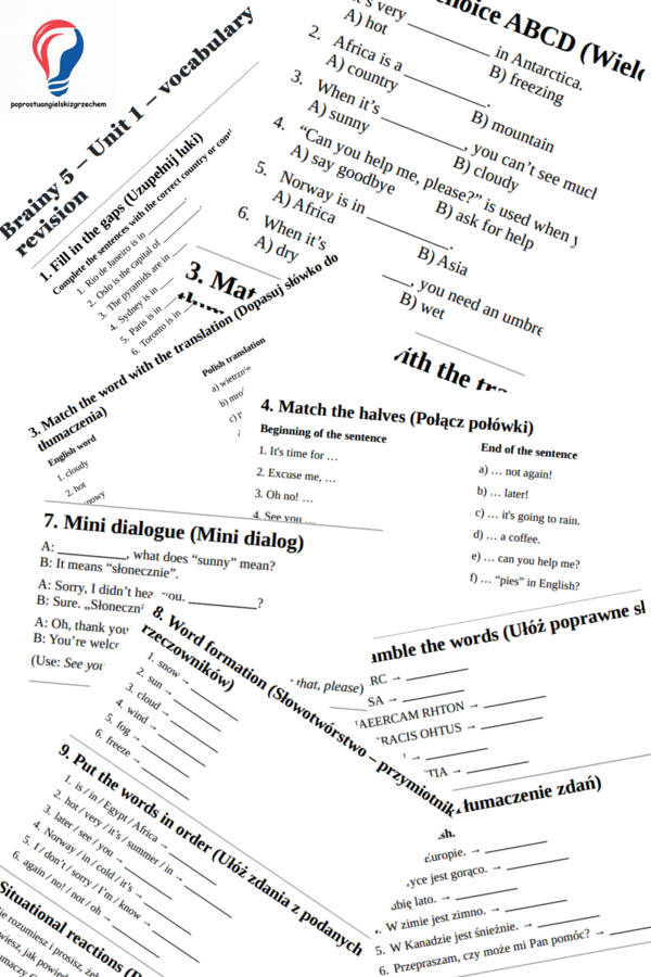 Brainy 5 – Unit 1 – vocabulary revision