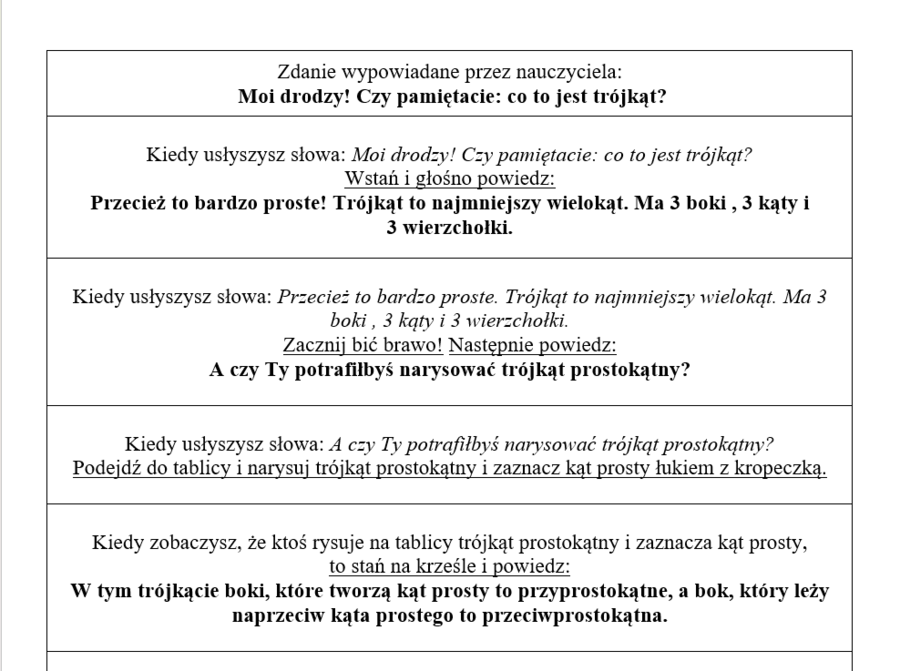 Test na uważność - własności trójkątów.