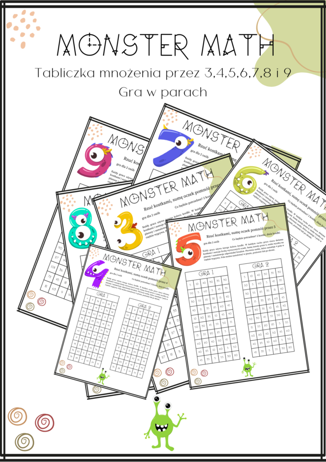 Mnożenie przez 3,4,5,6,7,8,9 - gra w parach