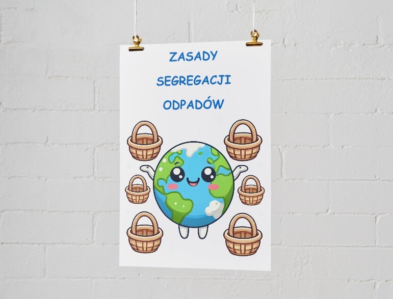 Zasady segregacji odpadów. Recykling. Kolorowe kosze