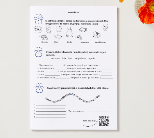 Tiger and Friends 3 - Unit 2 - Animal Word - Vocabulary - Grammar - Body parts - Has got/hasn't got + 3 GRY na WORDWALL