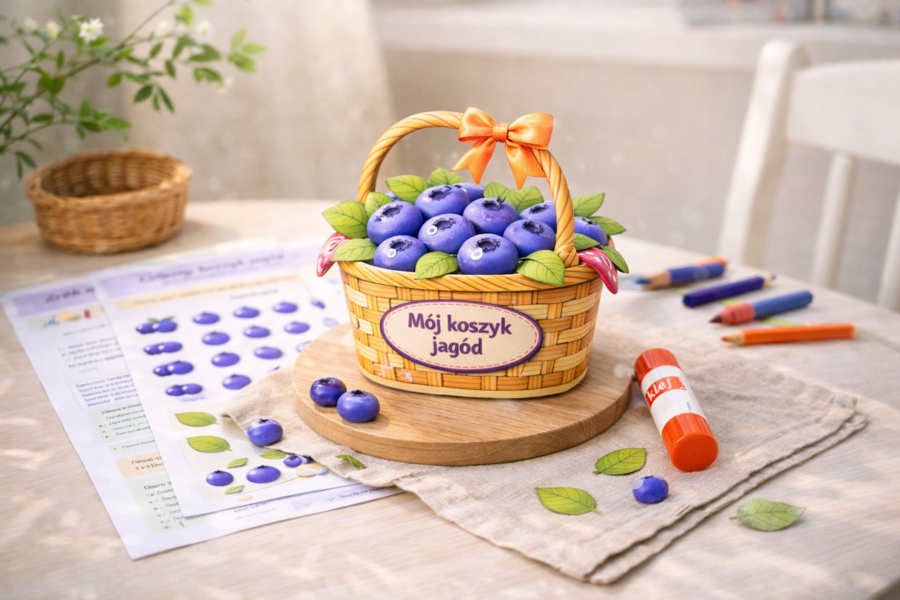 Zrób własny koszyk jagód [Wycinanka]