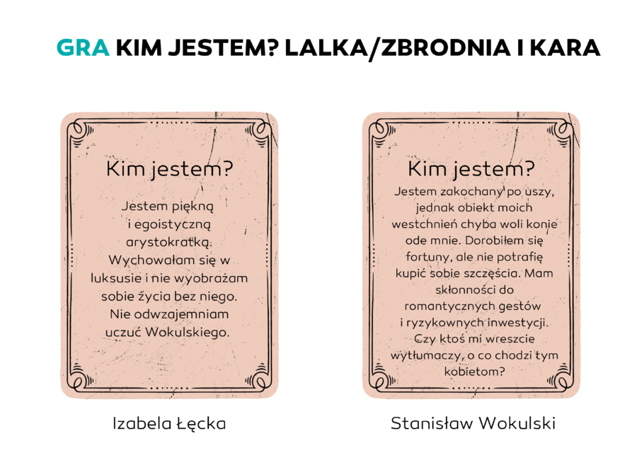 ZESTAW KART DO GRY "KIM JESTEM. ZBRODNIA I KARA/LALKA".