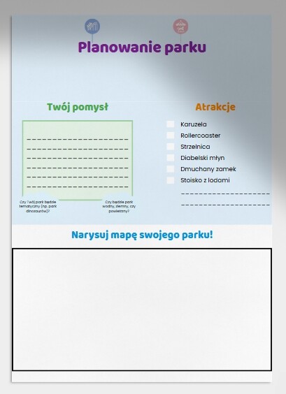 Budowanie własnego parku rozrywki. (Z kartonu, klocków)