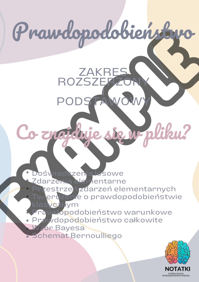 Notatka z prawdopodobieństwa - zakres rozszerzony i podstawowy - matematyka liceum