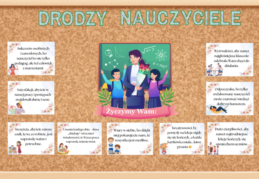 📚✨ Gazetka na Dzień Nauczyciela – 37 stron A4|Duży plakatat w zestawie| 9 planszy z życzeniami ✨📚