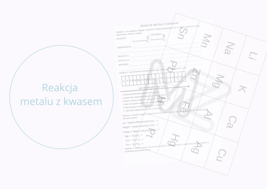 Reakcja metalu z kwasem - karta pracy