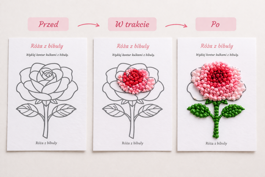 Wyklejanka. Róża z bibuły