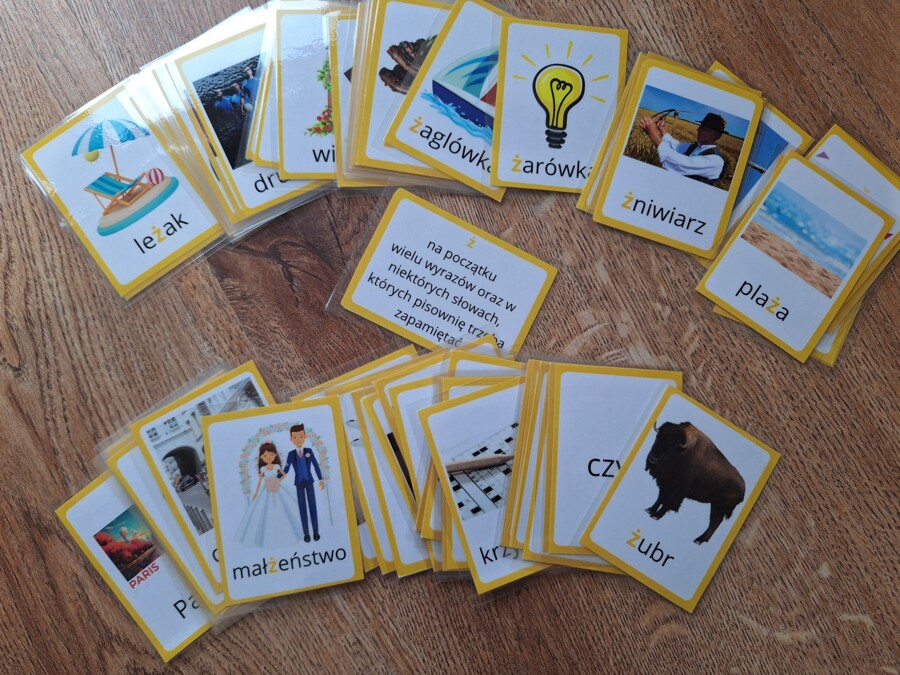 Ortografia - ż - karty do gry, grywalizacja polonistyczna, dysleksja