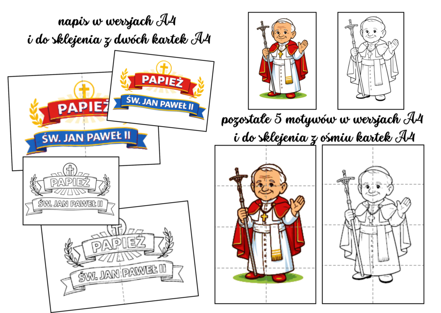 Św. Jan Paweł II – gazetka szkolna + kolorowanki (47 + 47 stron)