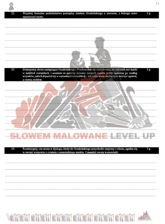 Literatura czasów wojny i okupacji (proza) - zbiór zadań