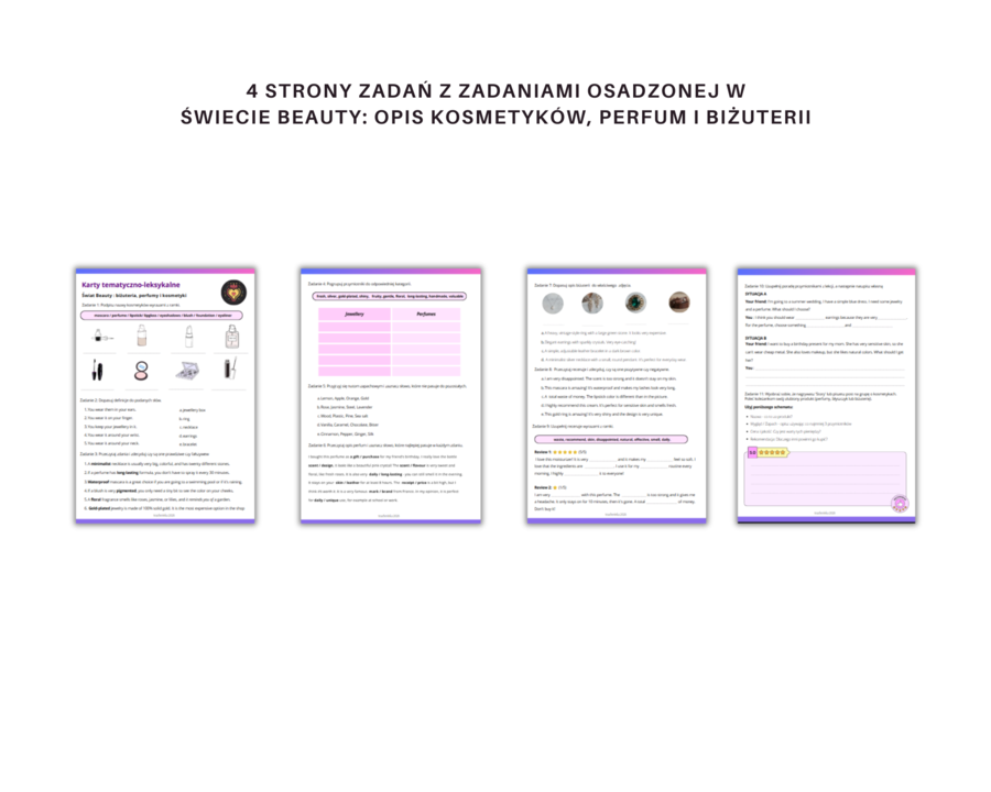 Karty tematyczno-leksykalne: Świat Beauty - kosmetyki, biżuteria, perfumy