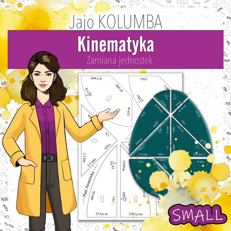 Fizyka. Klasa 7. Kinematyka. Zamiana jednostek. Jajo Kolumba. Układanka. Tangram. Puzzle. Karta pracy. Zadanie. Zagadka. Wielkanocna/wiosenna karta pracy.