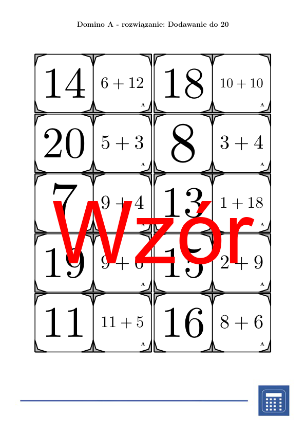 Domino - Dodawanie do 20 | matematyka | za darmo