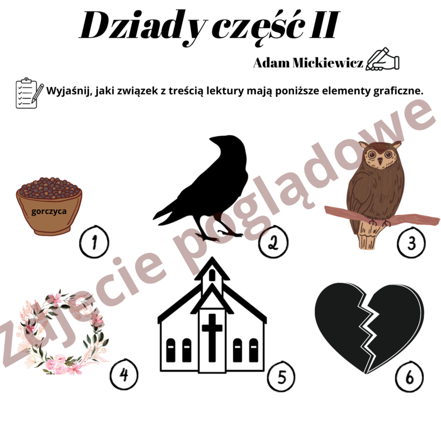 Ikonki – Dziady część II, zadanie egzaminacyjne – egzamin ósmoklasisty