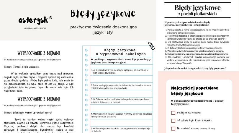 Błędy językowe - praktyczne ćwiczenia dla klas IV-VIII