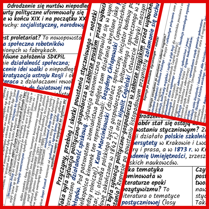 Polska na przełomie XIX i XX w. Powstanie styczniowe i jego skutki. NOTATKI