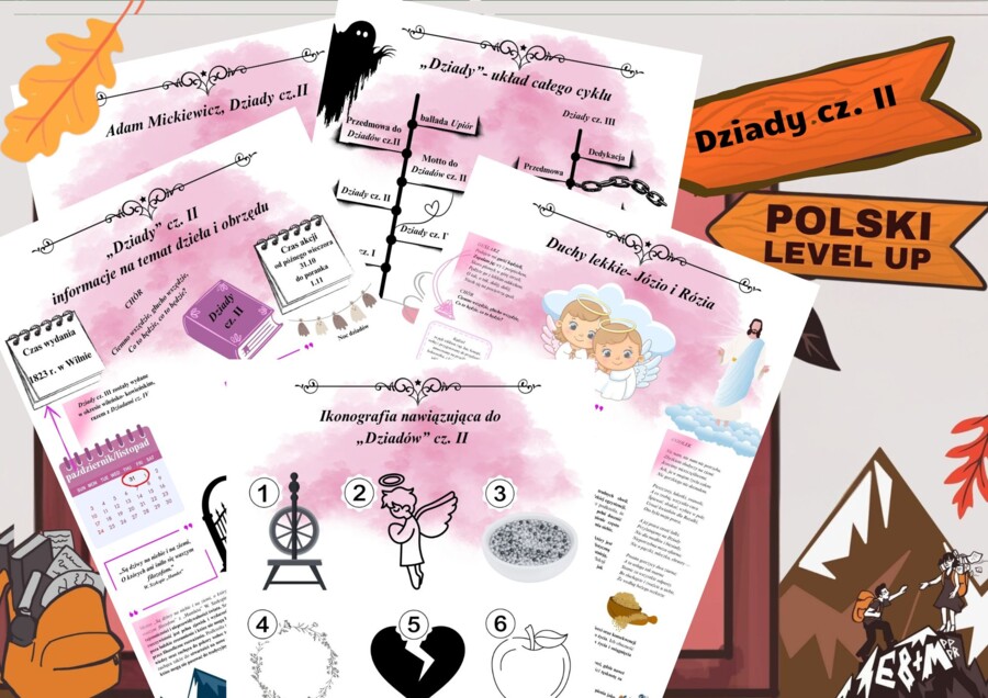 Dziady cz. II (8 stron analiz+18 ikonek+3 okładki+klucz odp.)_Polski Level Up