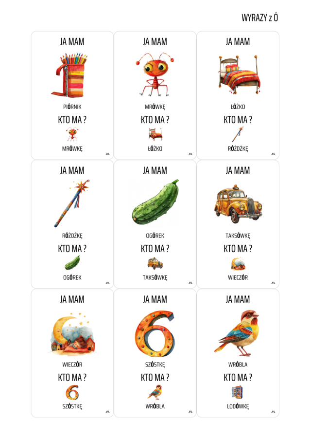 Ja mam ... Kto ma ...? - wyrazy z ó
