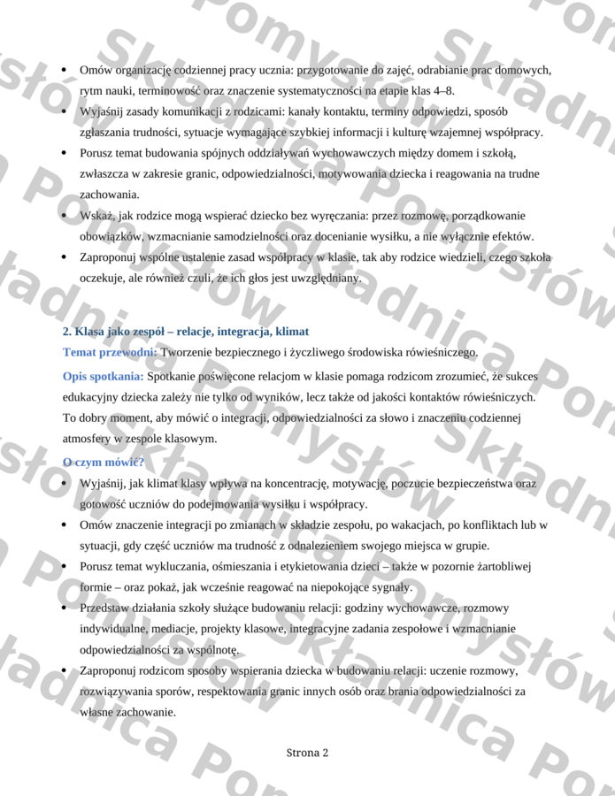 ZEBRANIE Z RODZICAMI - 20 gotowych propozycji dla klas 4–8 (plik edytowalny); wychowawca; dokumentacja wychowawcy; pomysły na zebrania z rodzicami