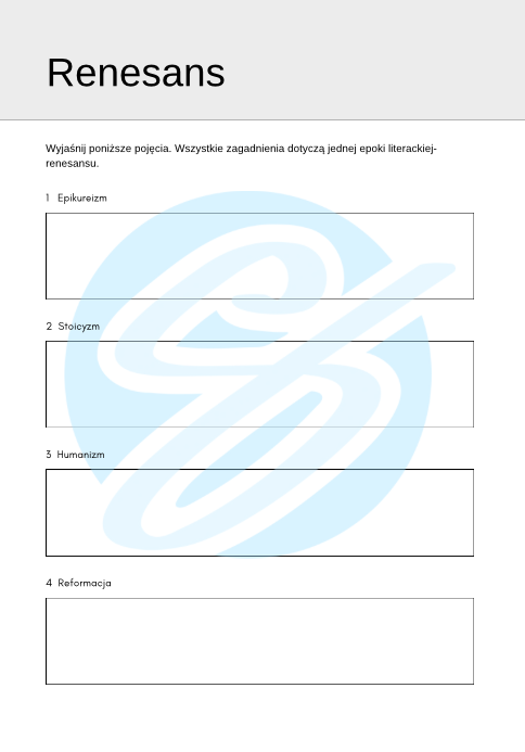 Renesans – Najważniejsze Zagadnienia – Karty Pracy dla Maturzystów