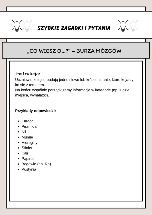 Pierwsze 5 minut lekcji historii - kreatywne zabawy