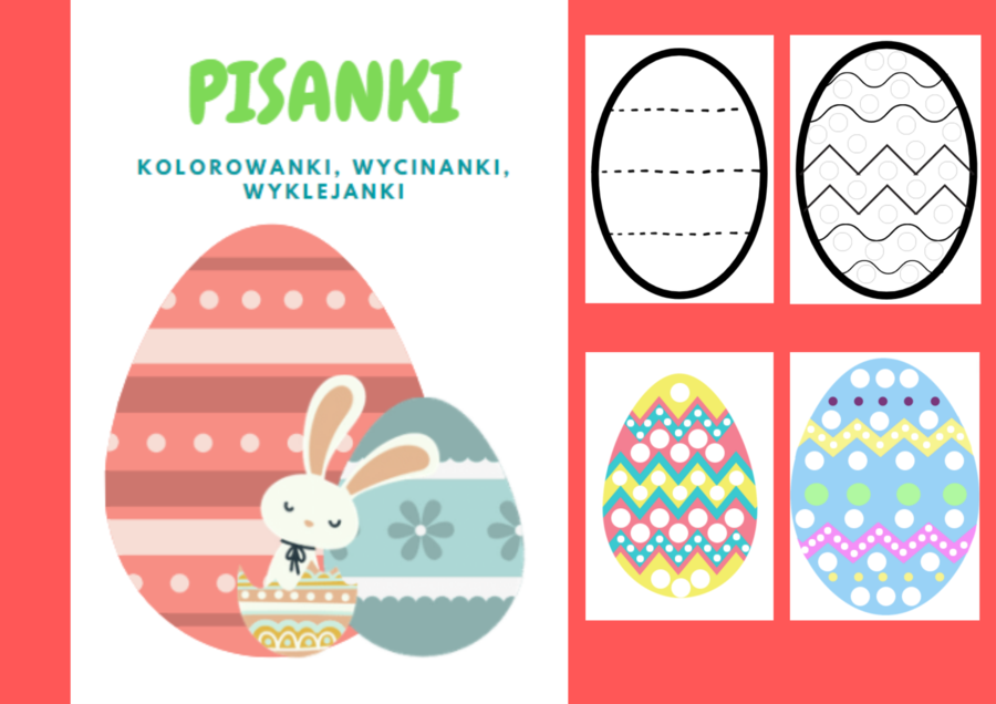 Pisanki - kolorowanki, wycinanki, wyklejanki