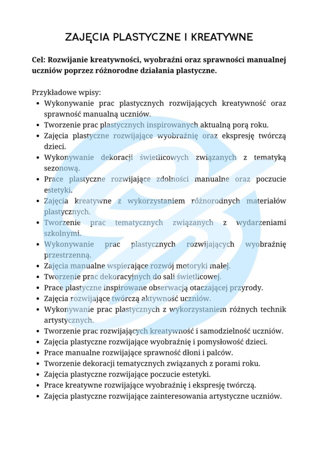 Nauczyciel świetlicy- przykładowe wpisy do dziennika szkoła podstawowa