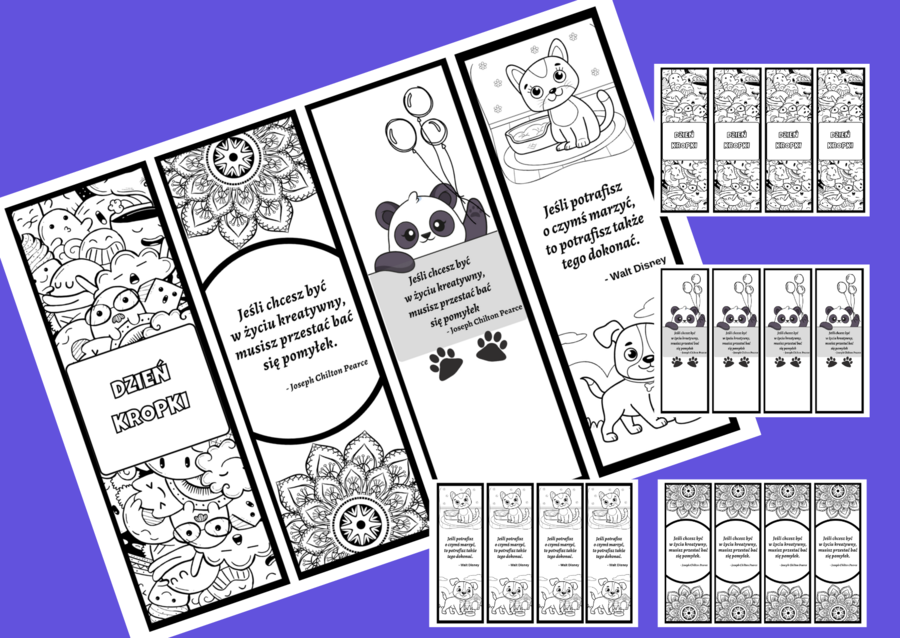 DZIEŃ KROPKI - zakładka do książek - zakładki - czarno-białe - wersja 1