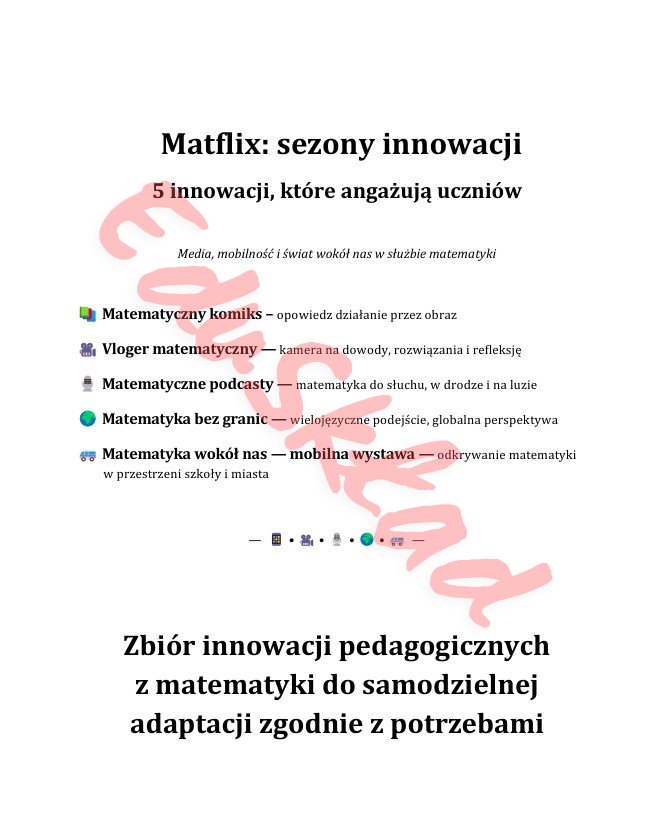 Matflix - sezon na innowacje matematyczne