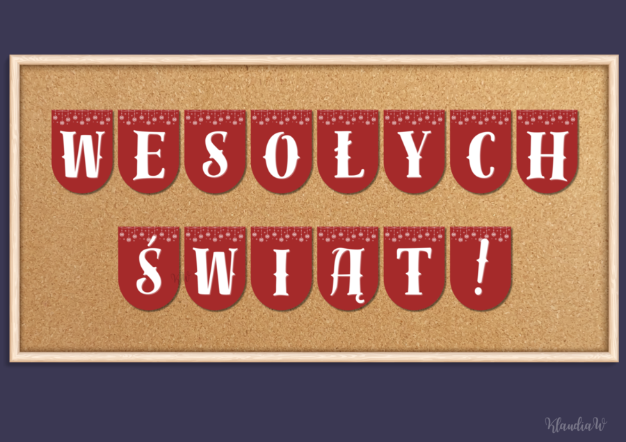Girlanda „Wesołych Świąt Bożego Narodzenia!” – plik PDF do druku