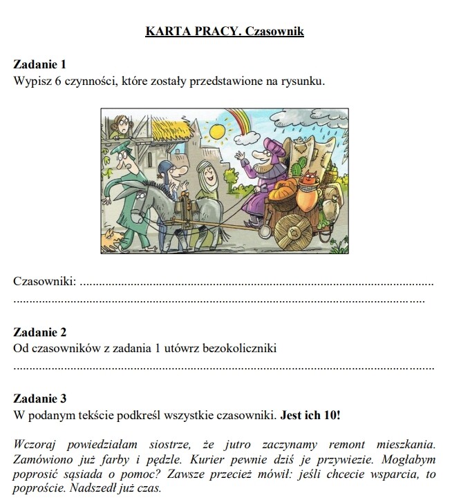 Czasownik. Karta pracy